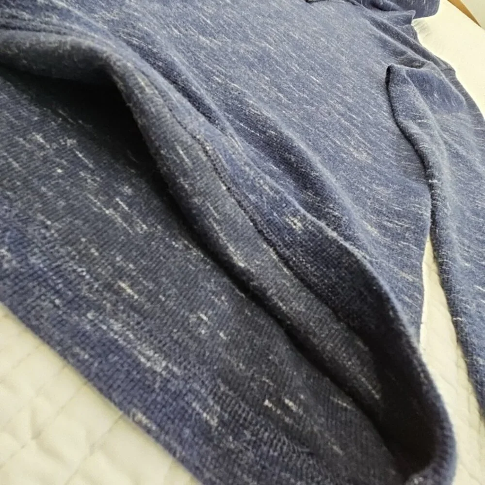 Banana Republic Waffle Hoodie Men's M Navy Blue Long Sleeve Drawstring‎ EUC LN
